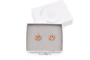 Gingerbread Leaf Biscuit Stud Earrings